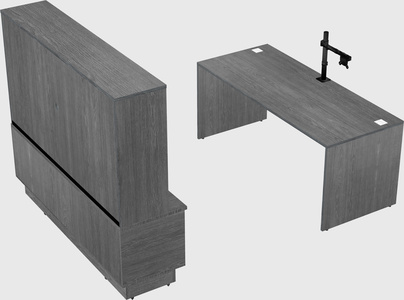 Parallel desk with low credenza