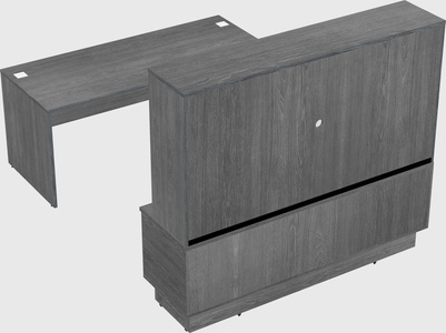 Parallel desk with low credenza