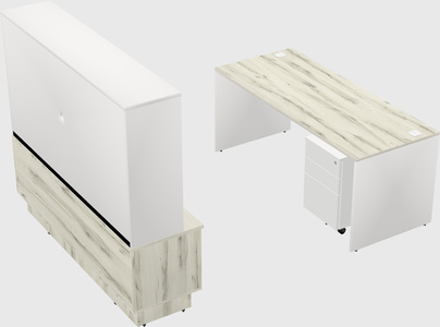 Parallel desk with low credenza