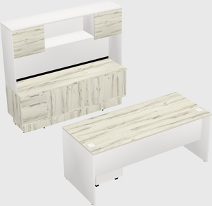 Parallel desk with low credenza