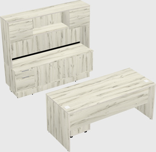 Parallel desk with low credenza