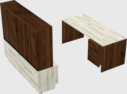 Parallel desk with low credenza