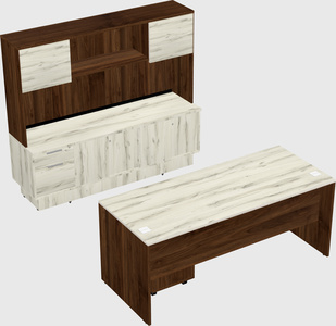 Parallel desk with low credenza