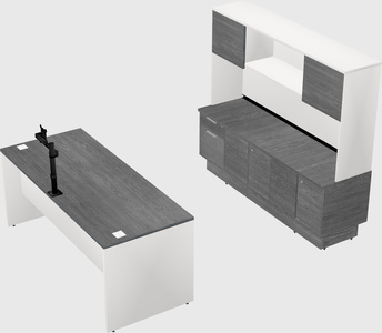 Parallel desk with low credenza