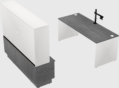 Parallel desk with low credenza