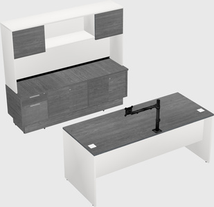 Parallel desk with low credenza