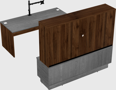 Parallel desk with low credenza