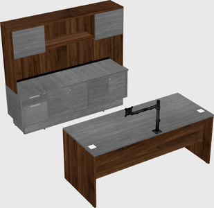 Parallel desk with low credenza