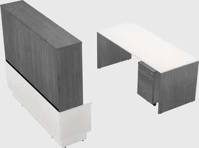 Parallel desk with low credenza