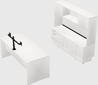 Parallel desk with low credenza
