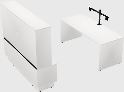 Parallel desk with low credenza