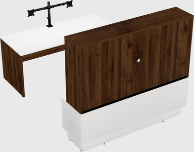 Parallel desk with low credenza