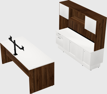 Parallel desk with low credenza