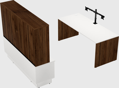 Parallel desk with low credenza