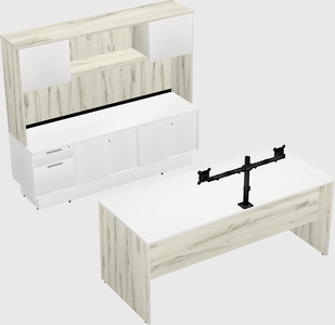 Parallel desk with low credenza