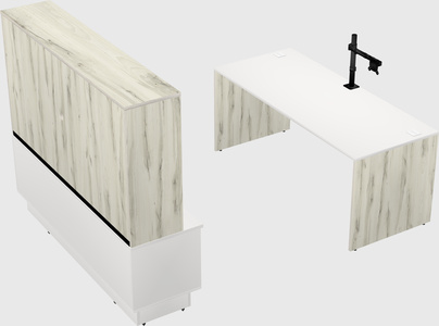 Parallel desk with low credenza