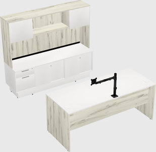 Parallel desk with low credenza