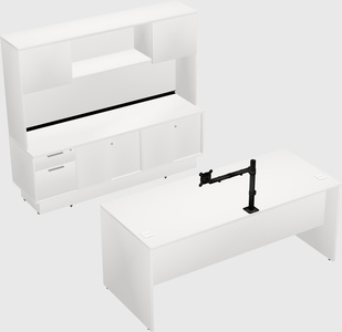 Parallel desk with low credenza