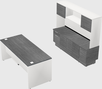 Parallel desk with low credenza