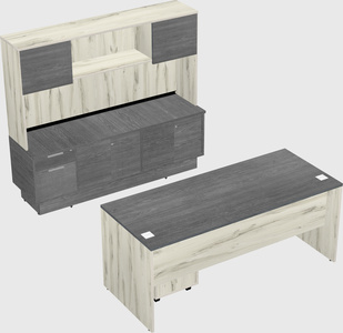 Parallel desk with low credenza