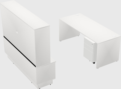 Parallel desk with low credenza