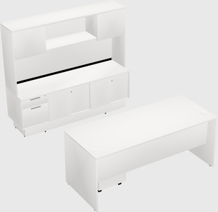 Parallel desk with low credenza