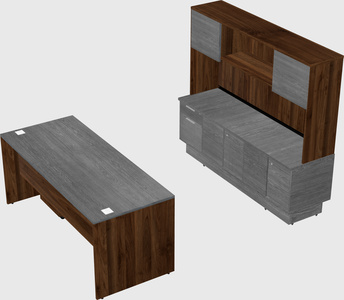 Parallel desk with low credenza