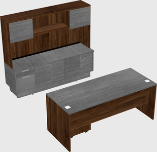 Parallel desk with low credenza