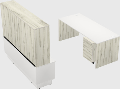 Parallel desk with low credenza