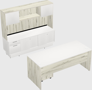 Parallel desk with low credenza