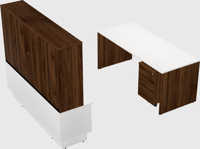 Parallel desk with low credenza