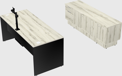 Parallel desk with low credenza