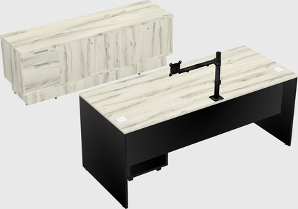 Parallel desk with low credenza