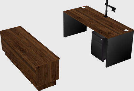 Parallel desk with low credenza
