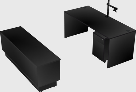 Parallel desk with low credenza