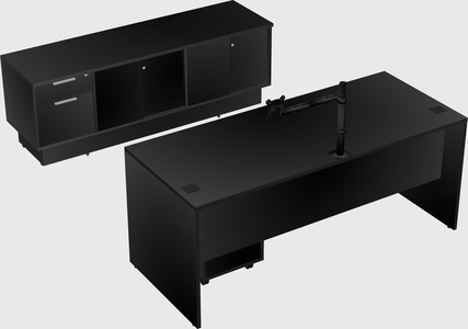 Parallel desk with low credenza