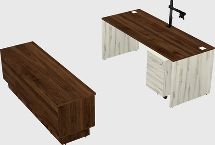 Parallel desk with low credenza