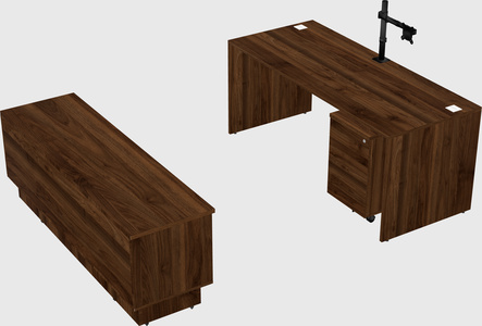 Parallel desk with low credenza