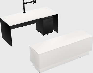 Parallel desk with low credenza