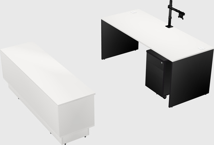 Parallel desk with low credenza