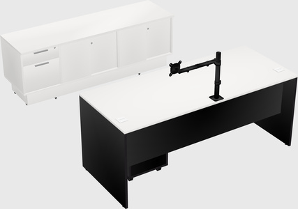 Parallel desk with low credenza