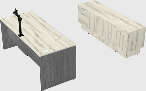Parallel desk with low credenza