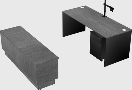 Parallel desk with low credenza