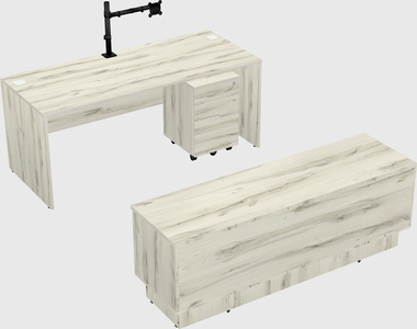 Parallel desk with low credenza