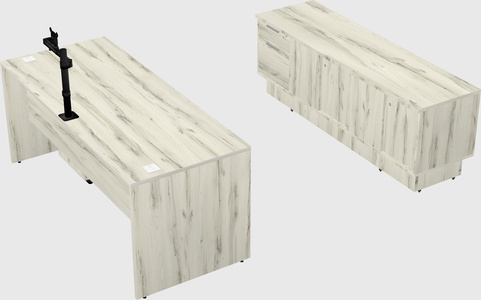 Parallel desk with low credenza