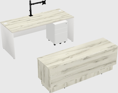 Parallel desk with low credenza