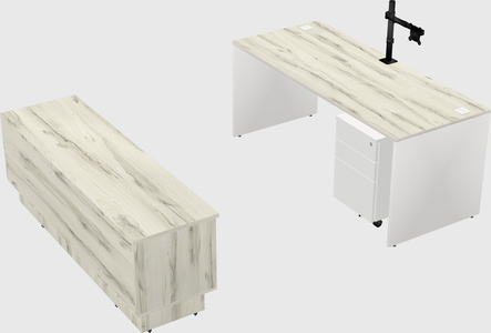 Parallel desk with low credenza