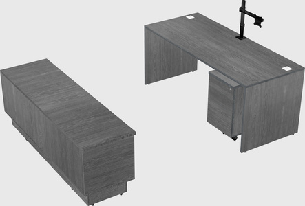 Parallel desk with low credenza
