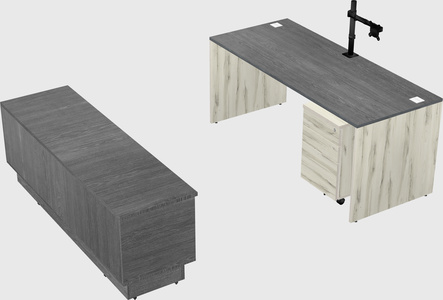 Parallel desk with low credenza