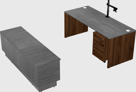 Parallel desk with low credenza